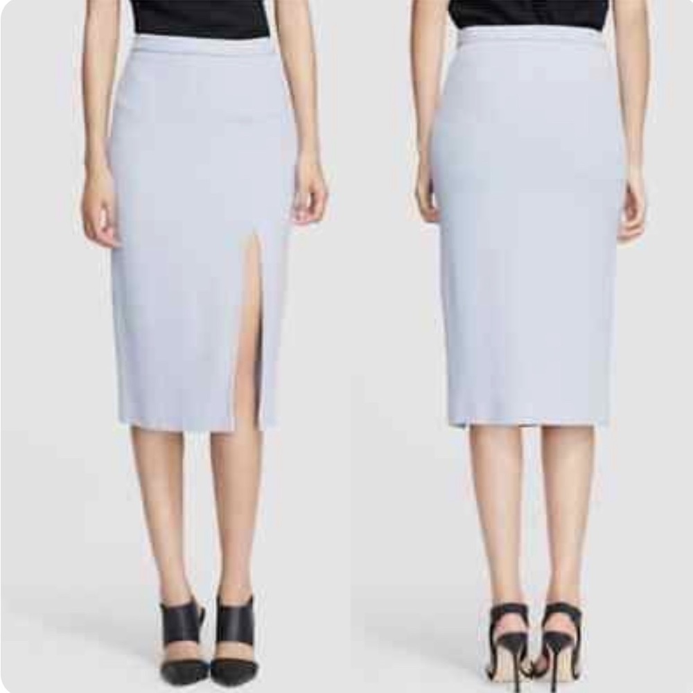 A.L.C Pastel Blue Tonne Waffle Crepe MIDI Skirt with front slit size 2